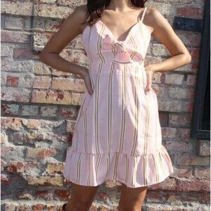 Striped Dress With Bow Knot XL